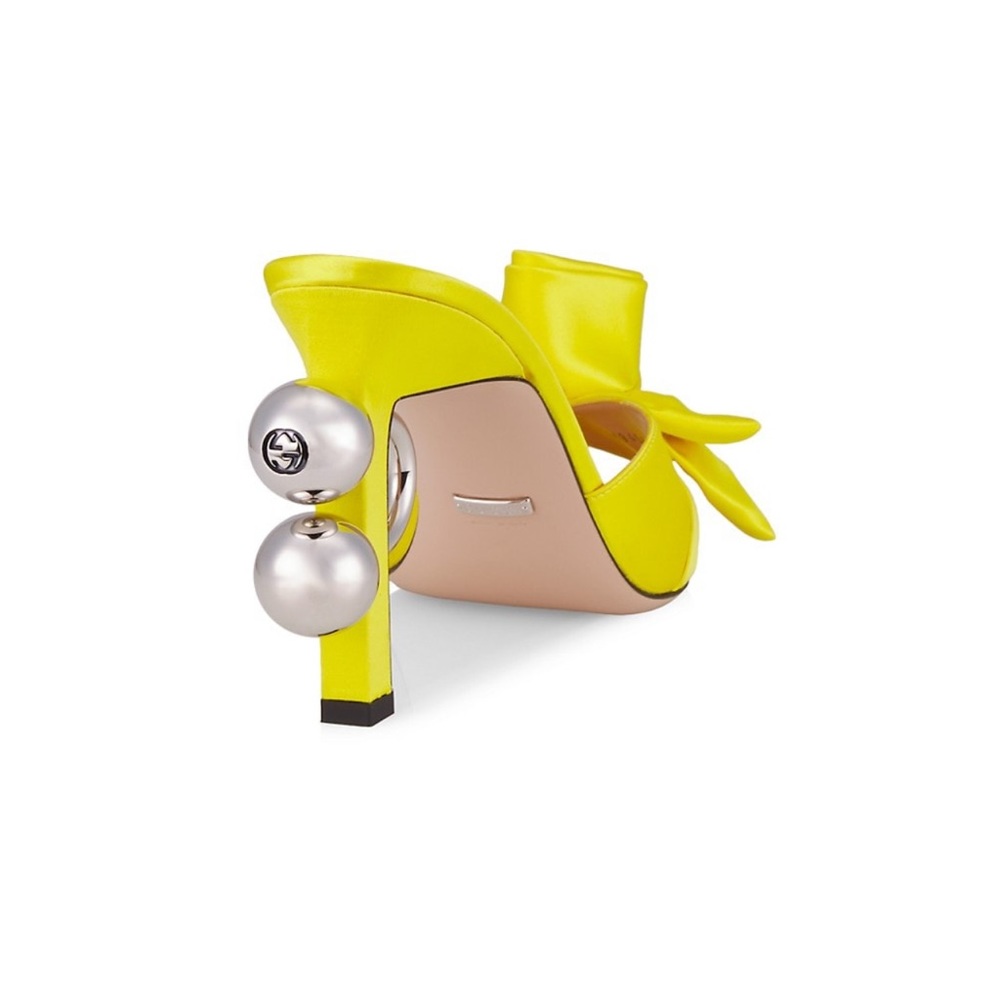 GUCCI Shawana Satin Flower Slide Heels Sandals - Picture 4 of 12